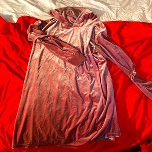 Pink Velvet Hoodie Dress